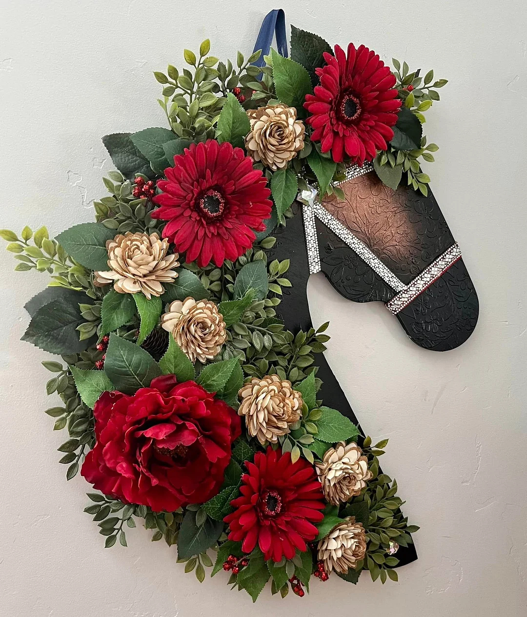 🐴Dressage Wood Saddlebred Horse Head Door wreath Decor