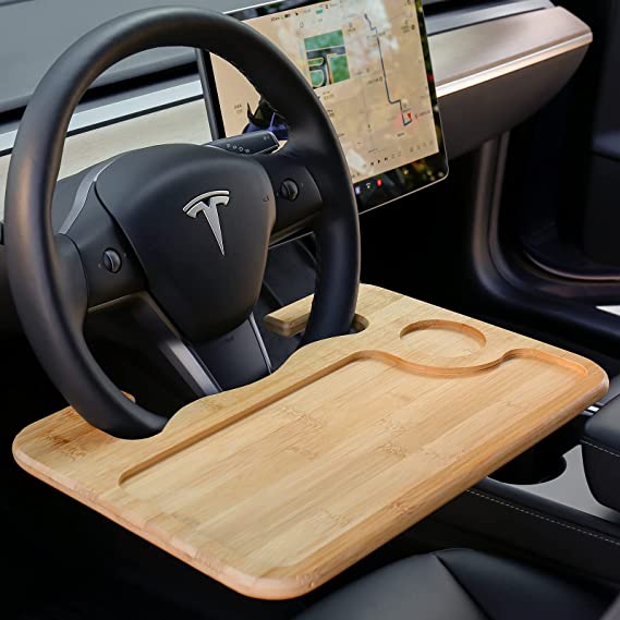 Car Bamboo Double Sided Steering Wheel Tray