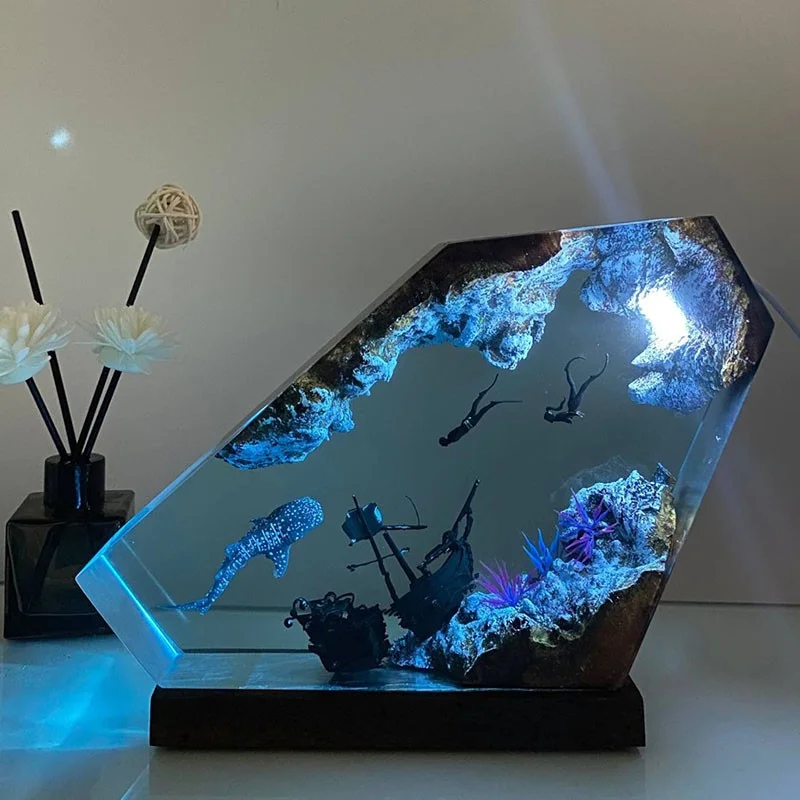 Whale Shark And Couple Diver Night Light Unique Decor Gift