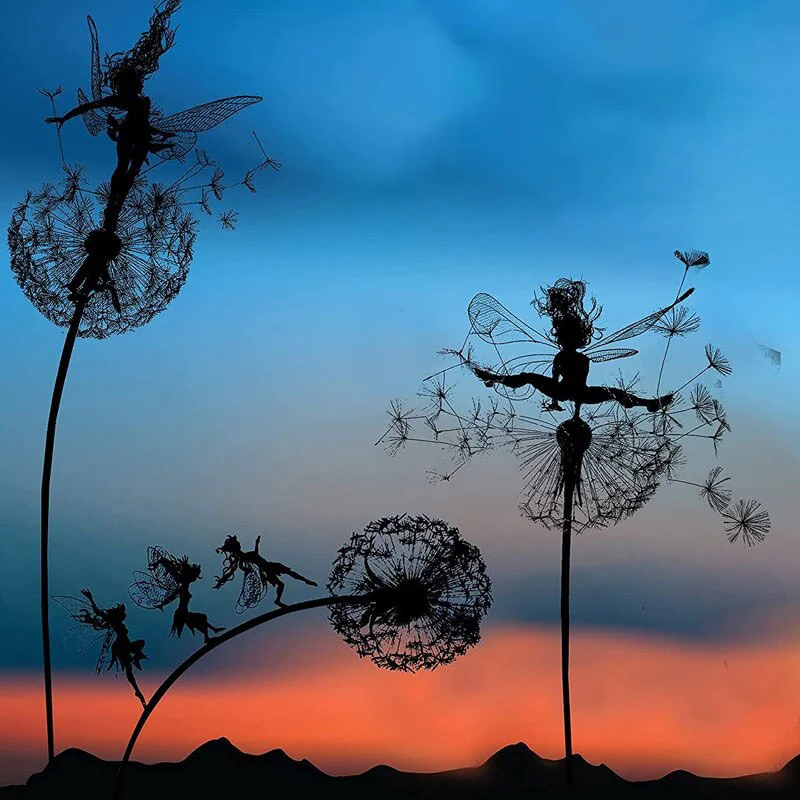 5 Pcs Fairy Steel Garden Sculptures - The Naughty Spirits Are Dancing