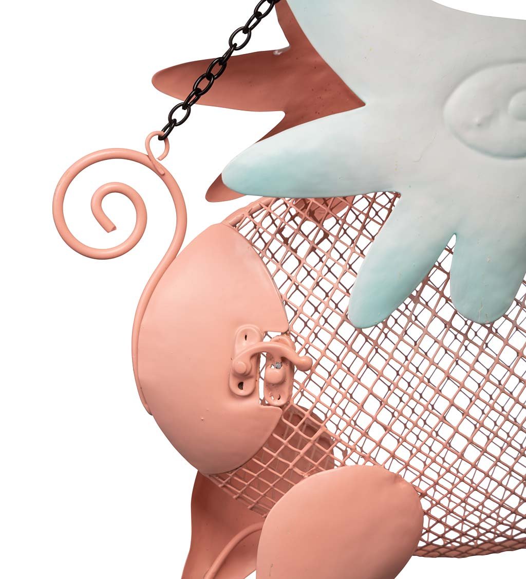 Flying Pig Mesh Bird Feeder With Hanging Chain