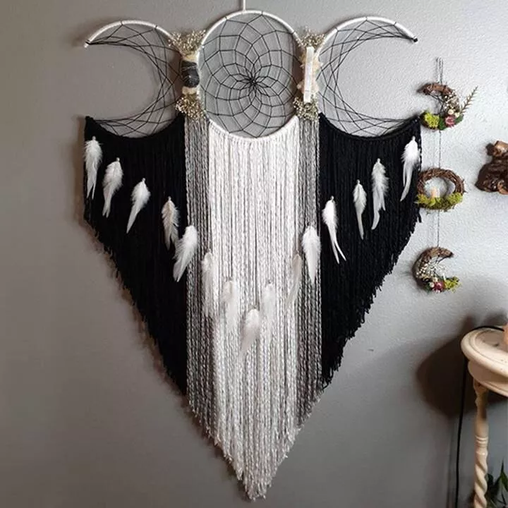 Handmade Multicolor Triple Moon Dream Catcher-A gift of love and healing(clearing negative energy).