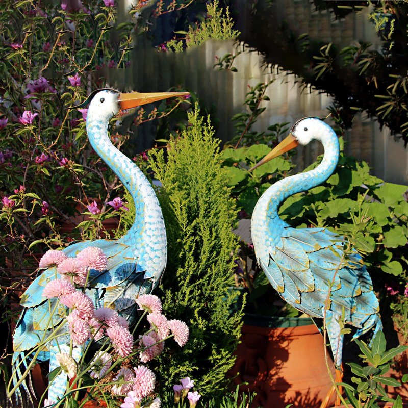 Blue Heron Crane Metal Garden Décor