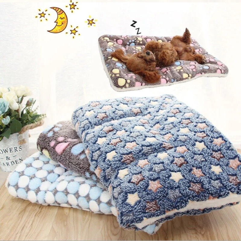Cosy Calming Pet Blanket Coffe with Footprint