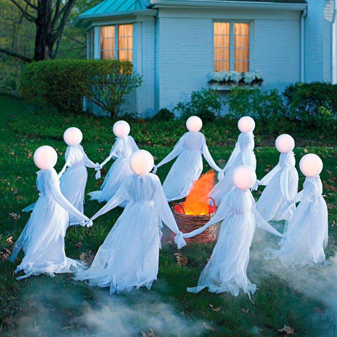 Halloween Garden Decorations Holding Hands White Witch