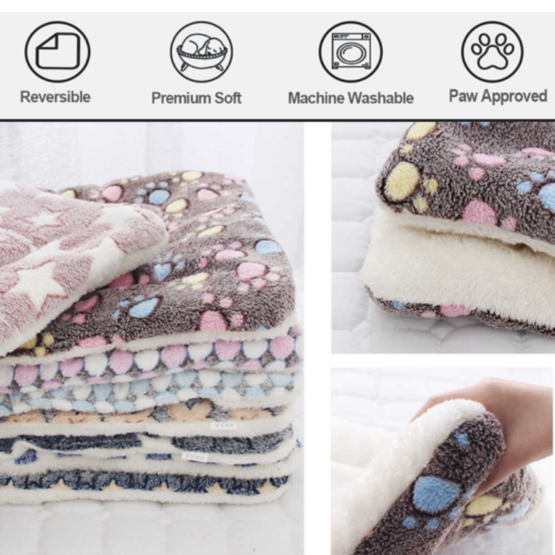 Cosy Calming Pet Blanket Coffe with Footprint