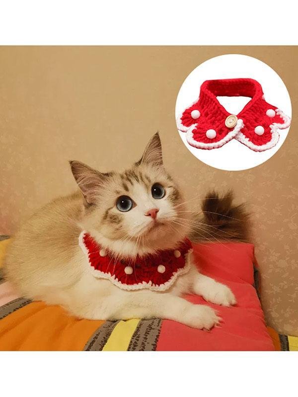 Cat Christmas Decor Xmas Knitted Pet Collar