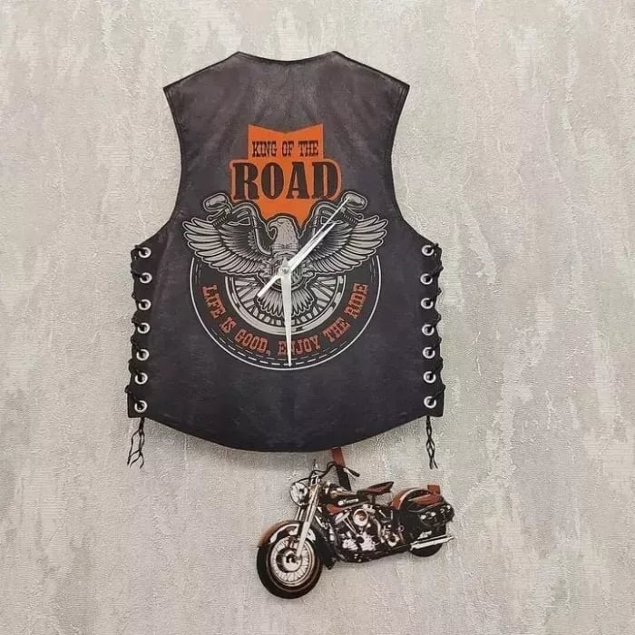 Hot Sale- 49% OFF🔥 Motorcycle Vest Mute Wall Clock 🏍️Gift for Harley Fans