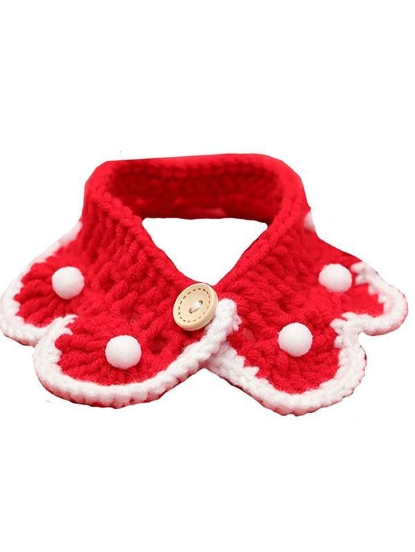 Cat Christmas Decor Xmas Knitted Pet Collar