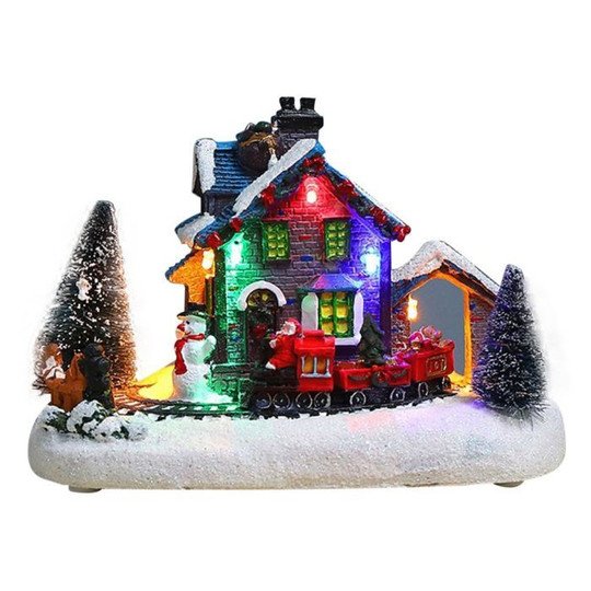 Christmas Snow House Figurines with LED Light Miniature Statue