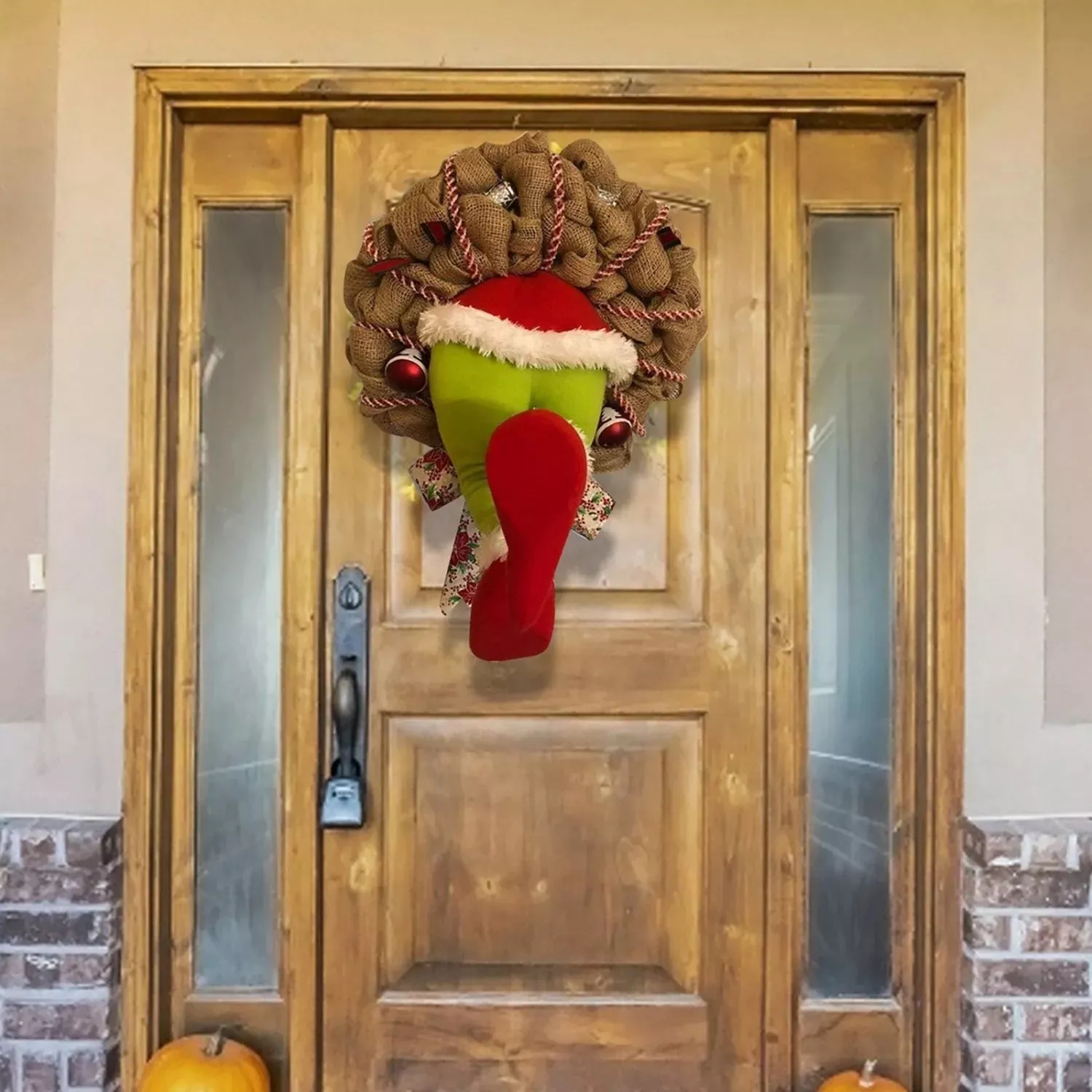 HALLOWEEN Thief stealing Christmas--Burlap Wreath