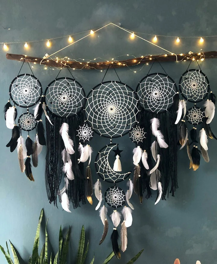 Dreamcatcher Moon And Stars Hanging Over The Bed