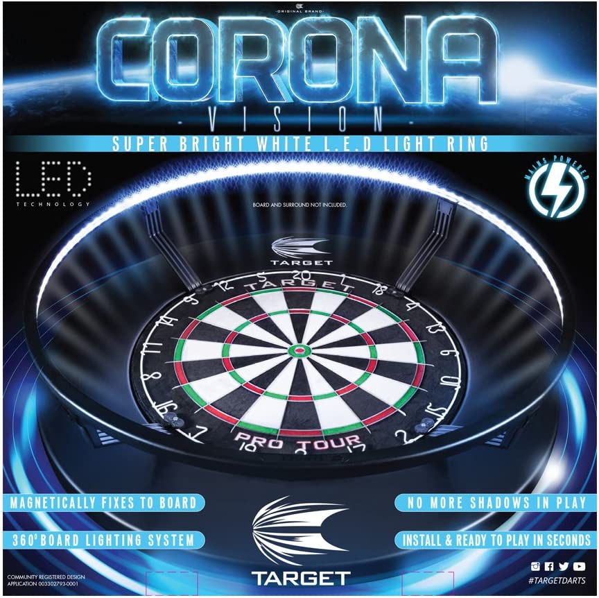 Target Darts Corona Vision Dartboard Lighting System, Black, White LED