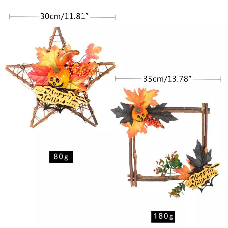 Wooden Halloween Decoration Star Hanging Ornament Wreath