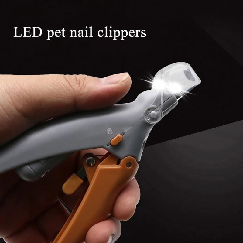 Pet Nail Clippers With LED Light Orange
