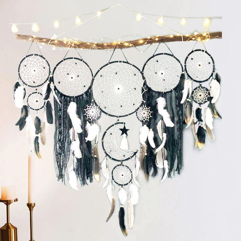Dreamcatcher Moon And Stars Hanging Over The Bed