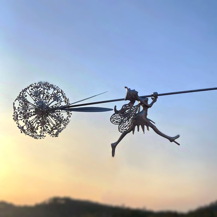 New 3d Flower Fairy Elf Dancing With Dandelion Sculpture