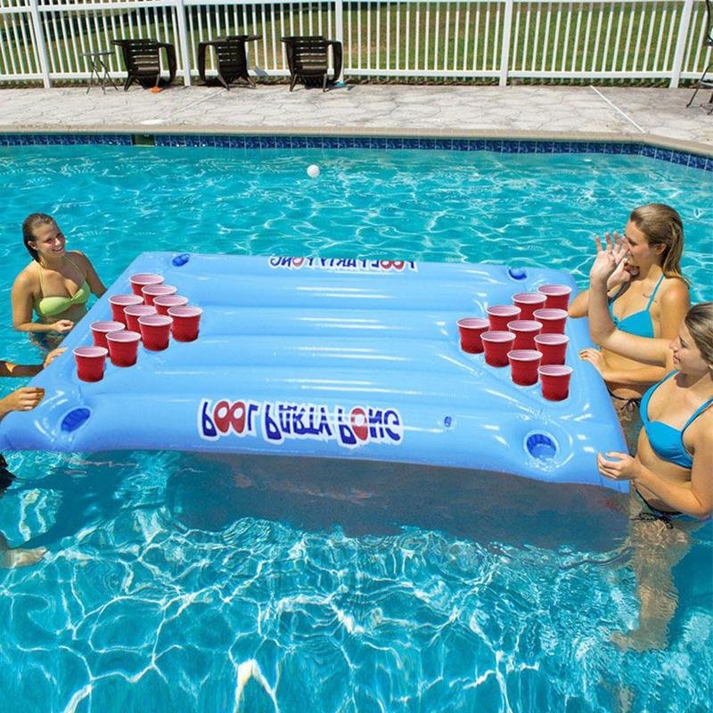 Inflatable Beer Table Cup Hole Floating Row Water Table Tennis Table Entertain