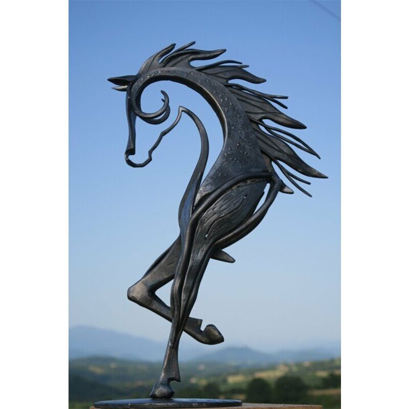 Kiss Horse Sculpture Modern Statue Rustic Metal Art
