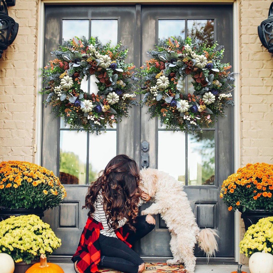 🎃White Pumpkins Ranunculus Wreath