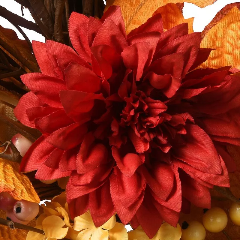 Red Flower Berry Cluster Maple Leaf Fall Wreaths For Front Door