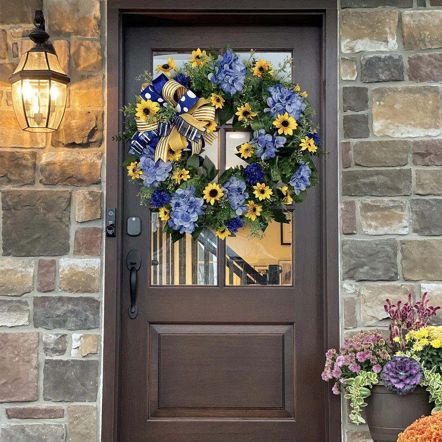Prayer for Peace Sunflower Front Door Wreath