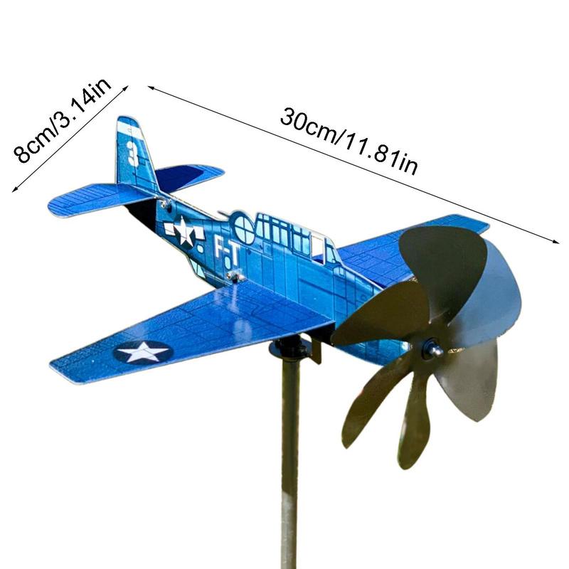 Wind Spinner Flat Metal Airplane Weathervane Garden Decoration