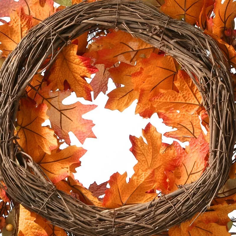 Red Flower Berry Cluster Maple Leaf Fall Wreaths For Front Door