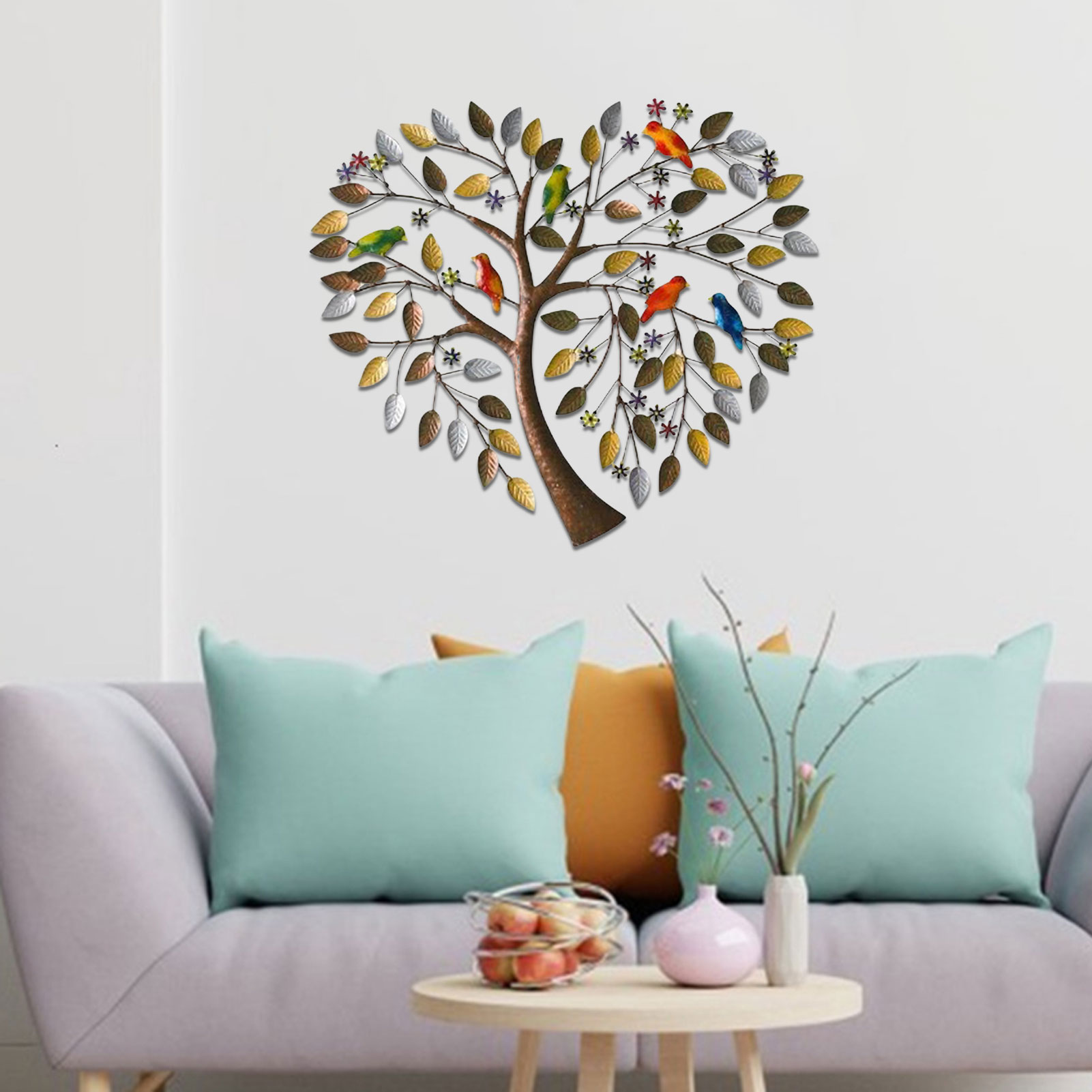 Handcrafted Heart Tree Metal Wall Art