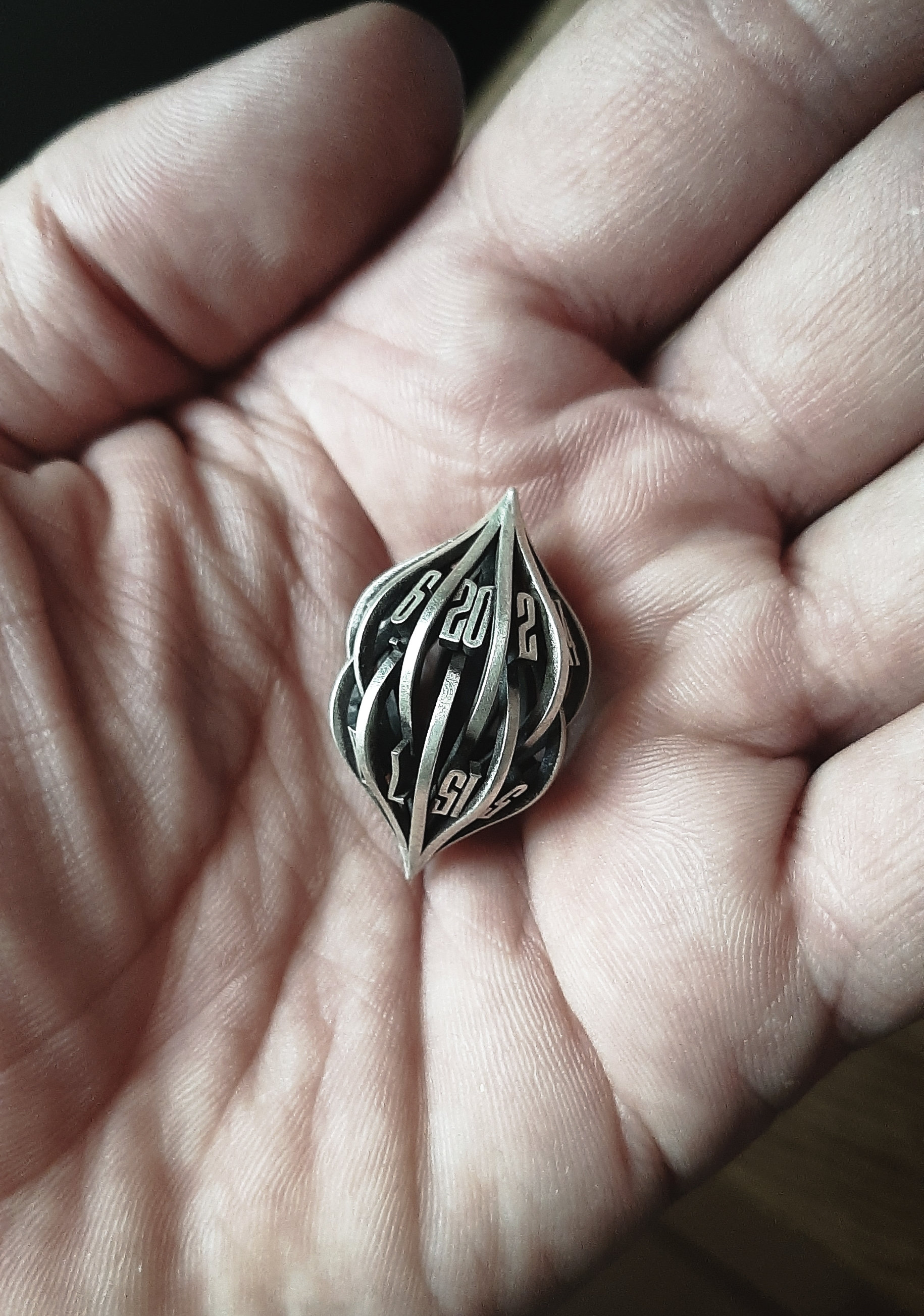 The Arcanum D20- 3d printed metal Dice - RPG dice - D20 - metal