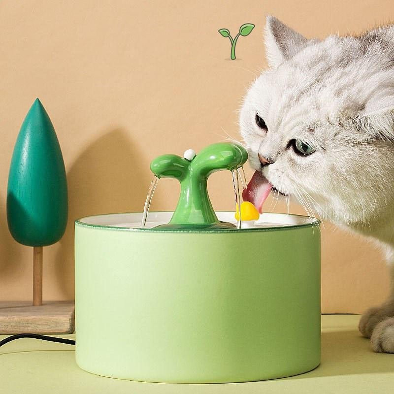 Spring Series Ceramic Cat Drinking Fountain