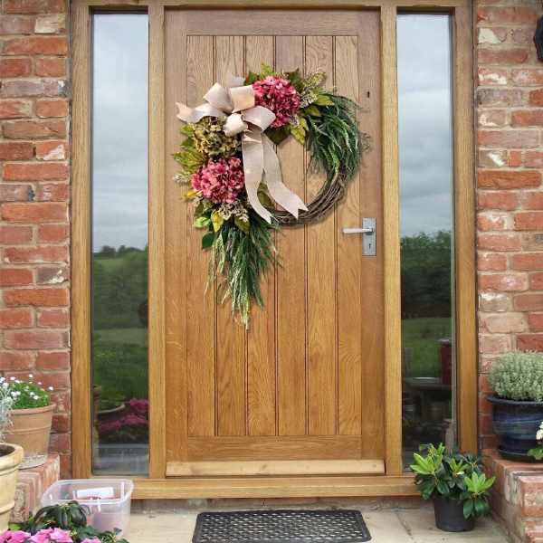 Farmhouse pink hydrangea wreath - Rustic home decor