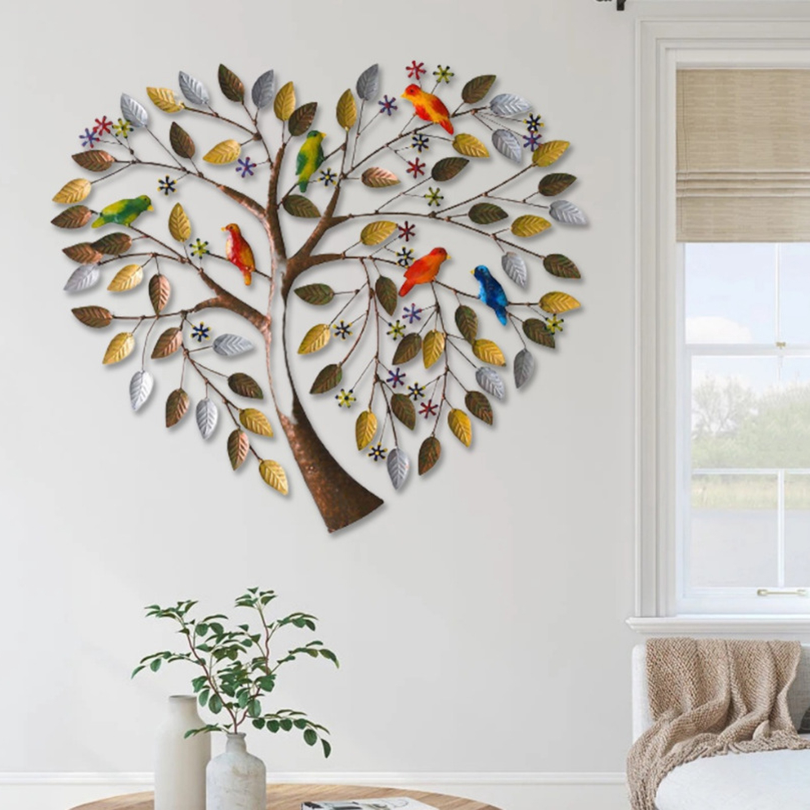 Handcrafted Heart Tree Metal Wall Art