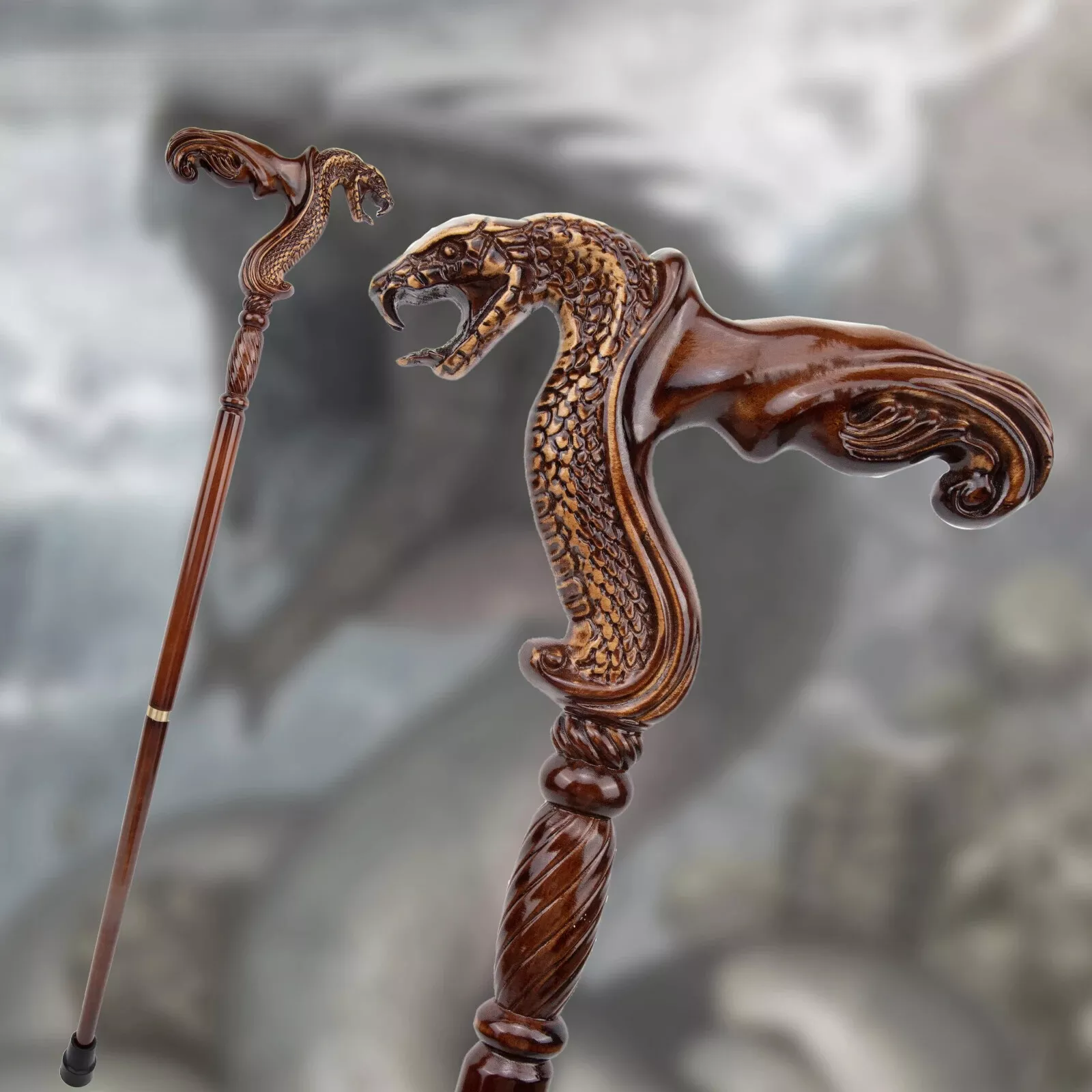 Cobra Snake Brown Wooden Fashion Walking Stick Party Wood Walking Cane
