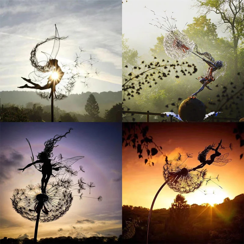 5 Pcs Fairy Steel Garden Sculptures - The Naughty Spirits Are Dancing