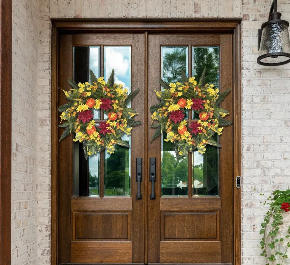 Summer Front Door Wreath Daisies and Wildflowers Wreath