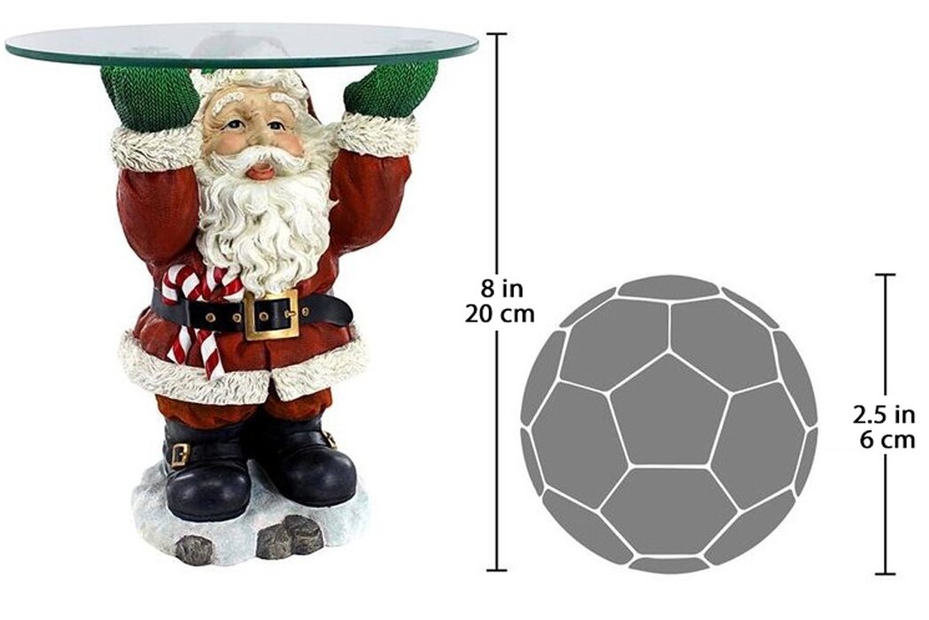 Santa Claus Sculptural Glass-Topped Holiday Table