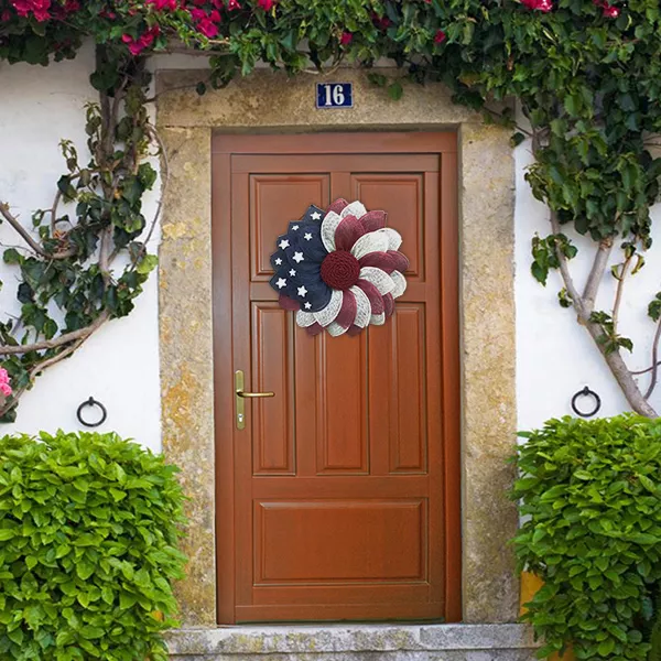 Poly Burlap American Flag Wreath