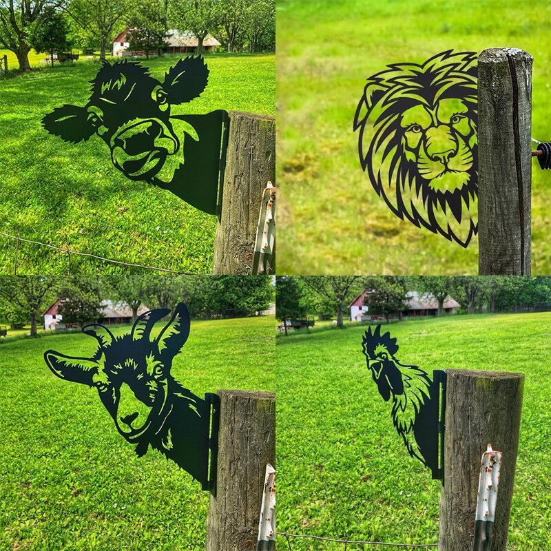 Farm Peeping Cattle Metal Art Outdoor Outdoor Garden Pendant Decoration