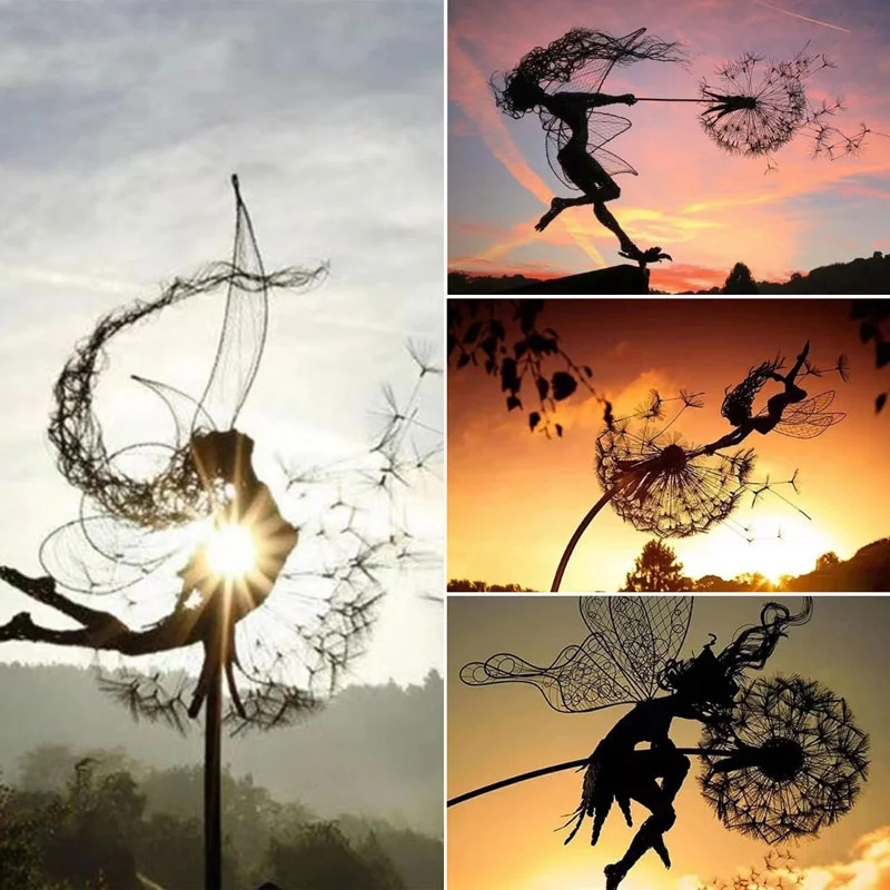 5 Pcs Fairy Steel Garden Sculptures - The Naughty Spirits Are Dancing