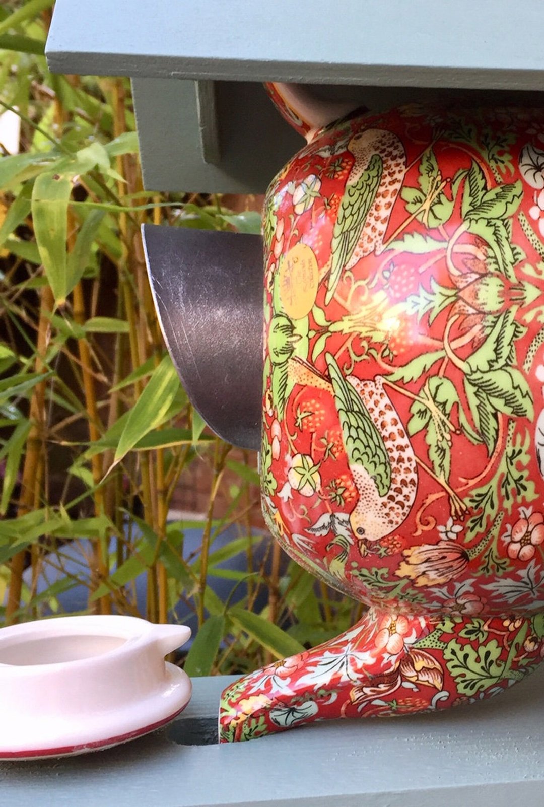 William Morris Teal Teapot Bird House