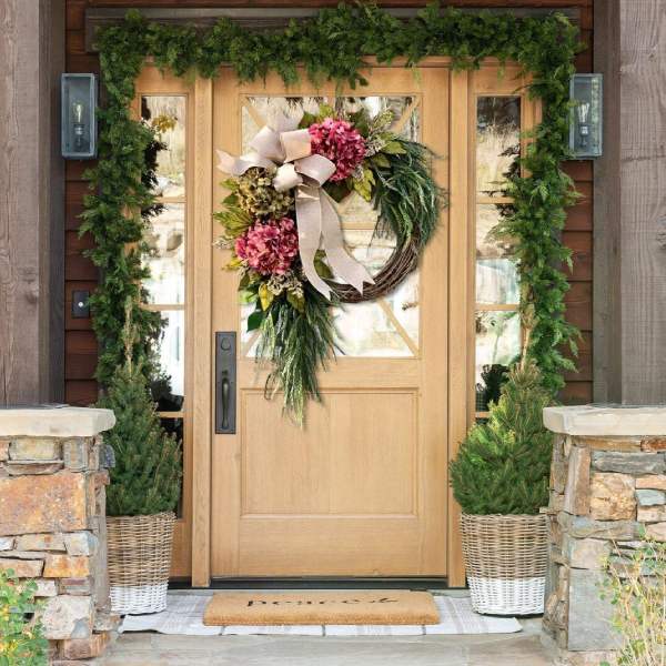 Farmhouse pink hydrangea wreath - Rustic home decor