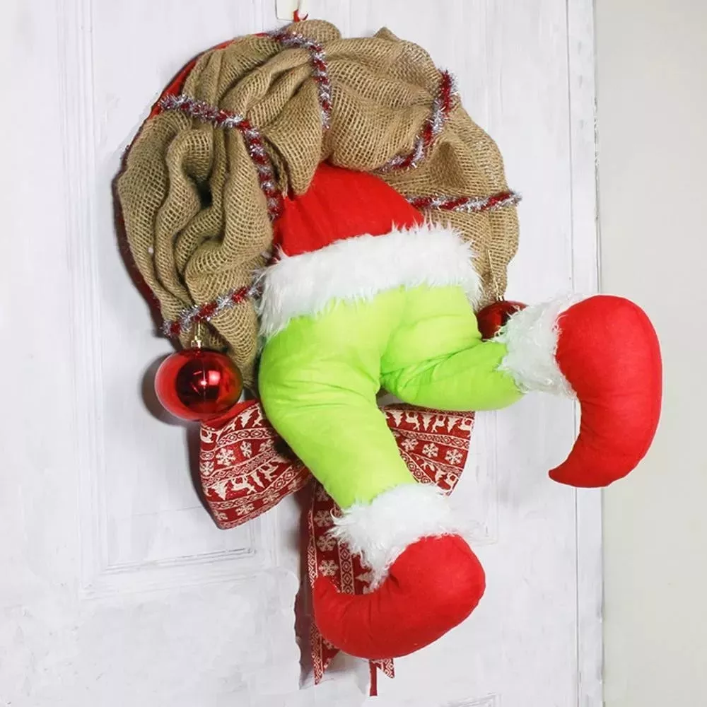 HALLOWEEN Thief stealing Christmas--Burlap Wreath