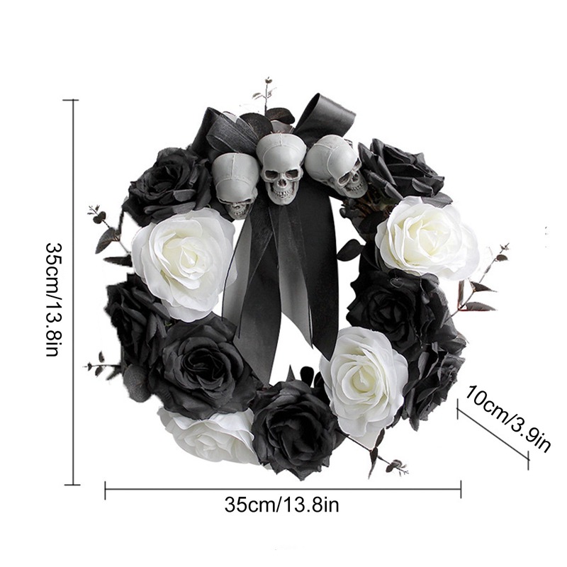 Inch Halloween Ghost Door Skull Rattan Circle Wreath Indoor Outdoor