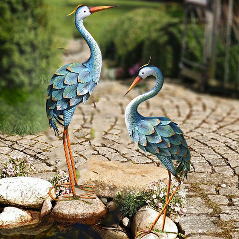 Blue Heron Crane Metal Garden Décor
