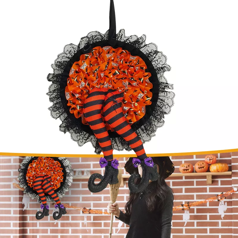 Halloween Witch Legs Wreath