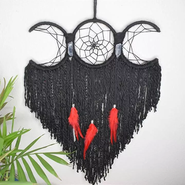 Handmade Multicolor Triple Moon Dream Catcher-A gift of love and healing(clearing negative energy).