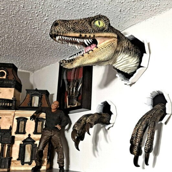 Wall Bursting Velociraptor Decorations
