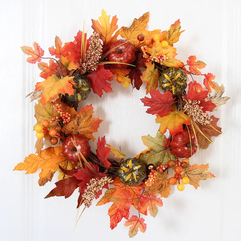 Halloween Maple And Pine Cone Pumpkin Wreath Outdoor Autumn Garland