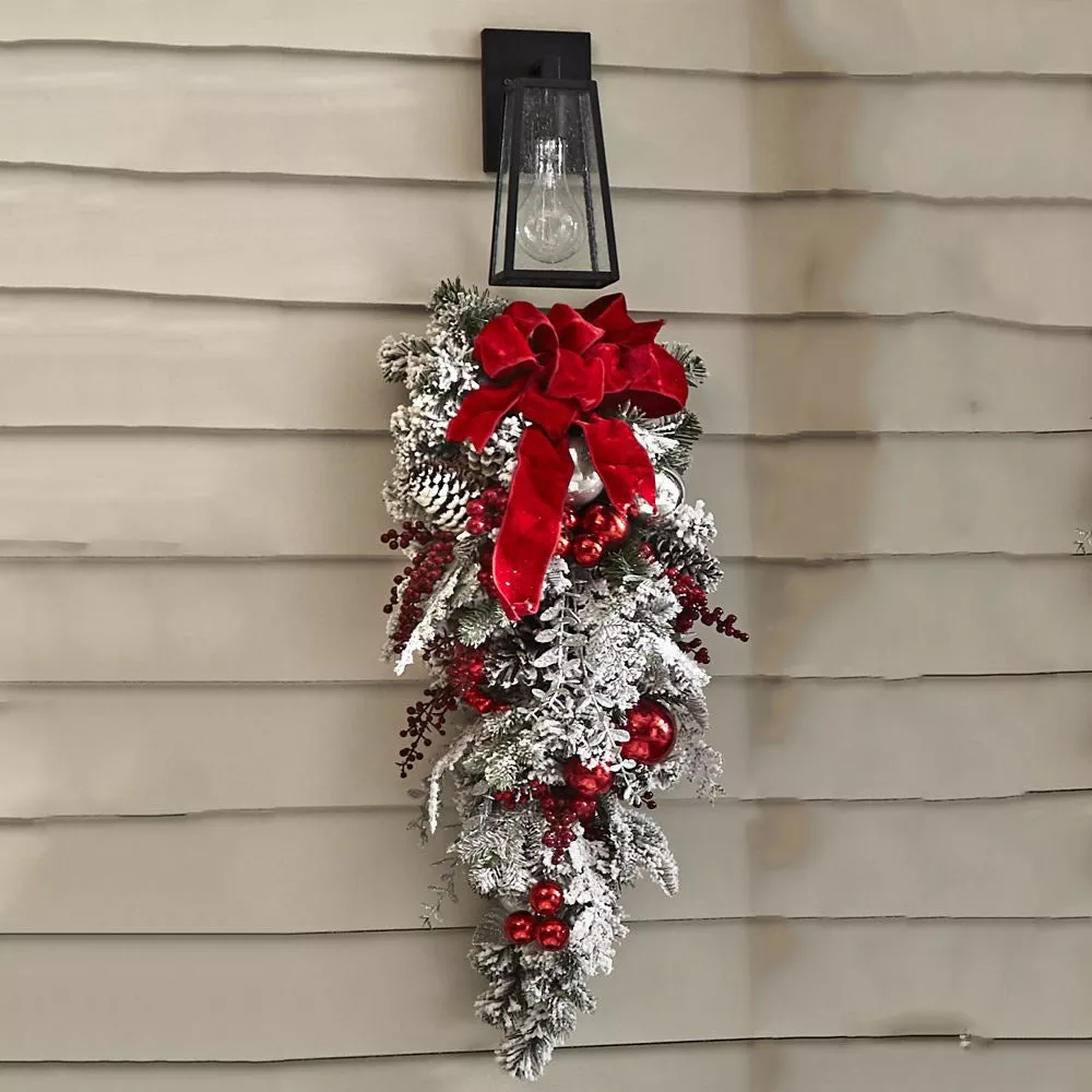 The Cordless Prelit Red And White Holiday Trim Christmas Wreath